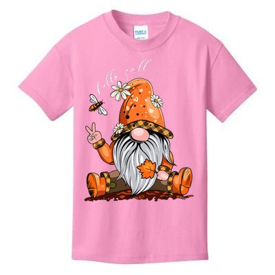 Hello Fall Happy Thanksgiving Gnome Pumpkin Fall Season Kids T-Shirt