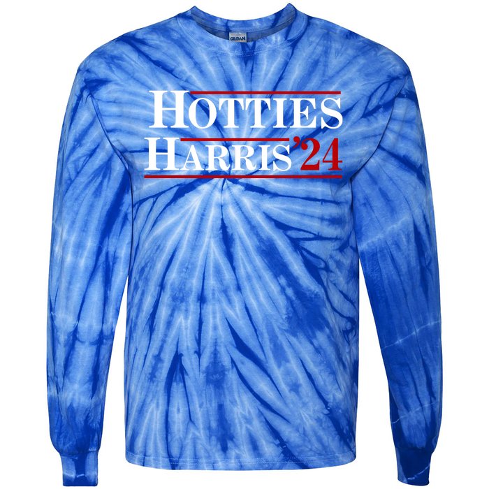 Hotties For Harris 2024 Funny Kamala Harris 2024 Tie-Dye Long Sleeve Shirt