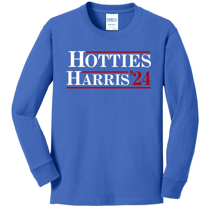 Hotties For Harris 2024 Funny Kamala Harris 2024 Kids Long Sleeve Shirt