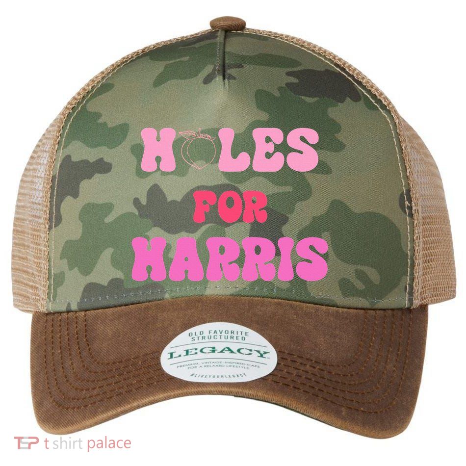 Holes For Harris Booty Peach Kamala Hippie Quote Legacy Tie Dye Trucker Hat