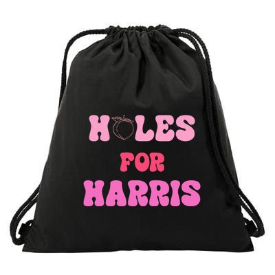 Holes For Harris Booty Peach Kamala Hippie Quote Drawstring Bag