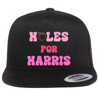 Holes For Harris Booty Peach Kamala Hippie Quote Flatbill Hat