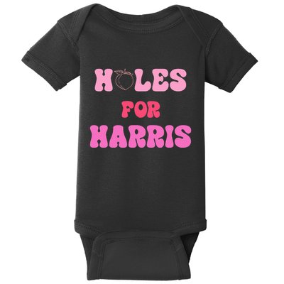 Holes For Harris Booty Peach Kamala Hippie Quote Baby Bodysuit