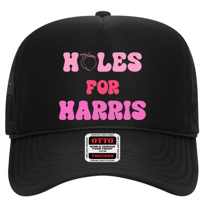 Holes For Harris Booty Peach Kamala Hippie Quote Trucker Hat