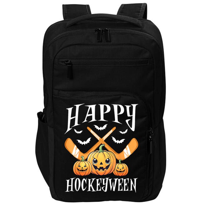 Happy Funny Hockeyween Pumpkin Hockey Lovers Gift Impact Tech Backpack