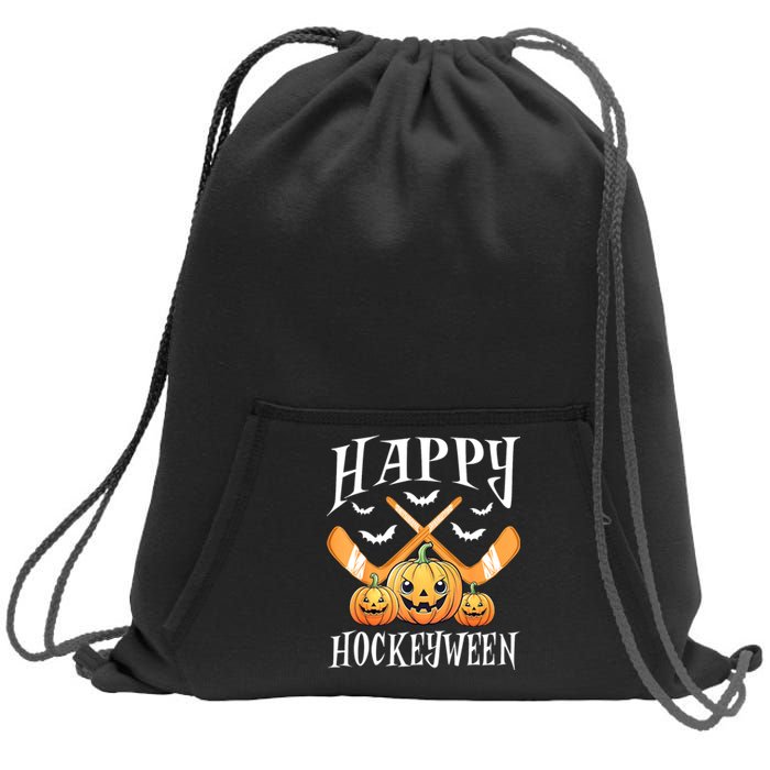 Happy Funny Hockeyween Pumpkin Hockey Lovers Gift Sweatshirt Cinch Pack Bag