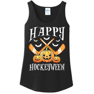 Happy Funny Hockeyween Pumpkin Hockey Lovers Gift Ladies Essential Tank