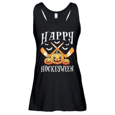 Happy Funny Hockeyween Pumpkin Hockey Lovers Gift Ladies Essential Flowy Tank