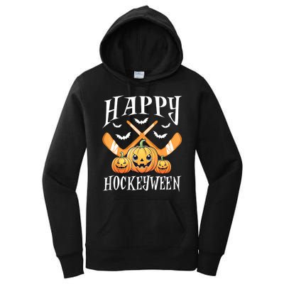 Happy Funny Hockeyween Pumpkin Hockey Lovers Gift Women's Pullover Hoodie