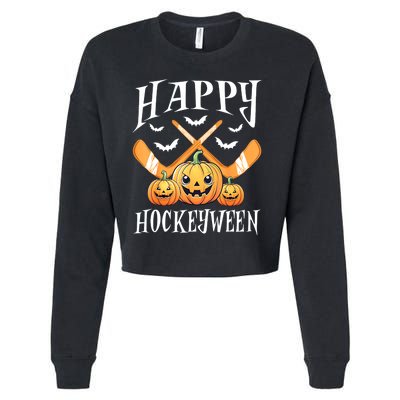 Happy Funny Hockeyween Pumpkin Hockey Lovers Gift Cropped Pullover Crew