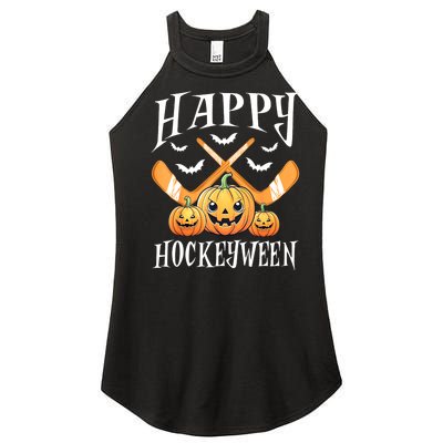 Happy Funny Hockeyween Pumpkin Hockey Lovers Gift Women’s Perfect Tri Rocker Tank