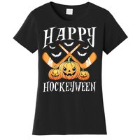 Happy Funny Hockeyween Pumpkin Hockey Lovers Gift Women's T-Shirt