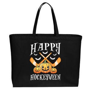 Happy Funny Hockeyween Pumpkin Hockey Lovers Gift Cotton Canvas Jumbo Tote