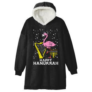 Hanukkah Flamingo Harp Chanukah Jewish  Hooded Wearable Blanket