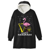 Hanukkah Flamingo Harp Chanukah Jewish  Hooded Wearable Blanket