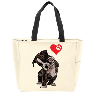 High Five Heart Bulldog Pup I Love Boxer Dog Lovers Bulldogs Zip Tote Bag