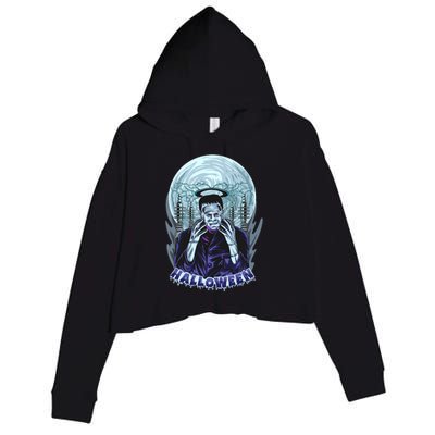 Halloween Frankenstein Crop Fleece Hoodie