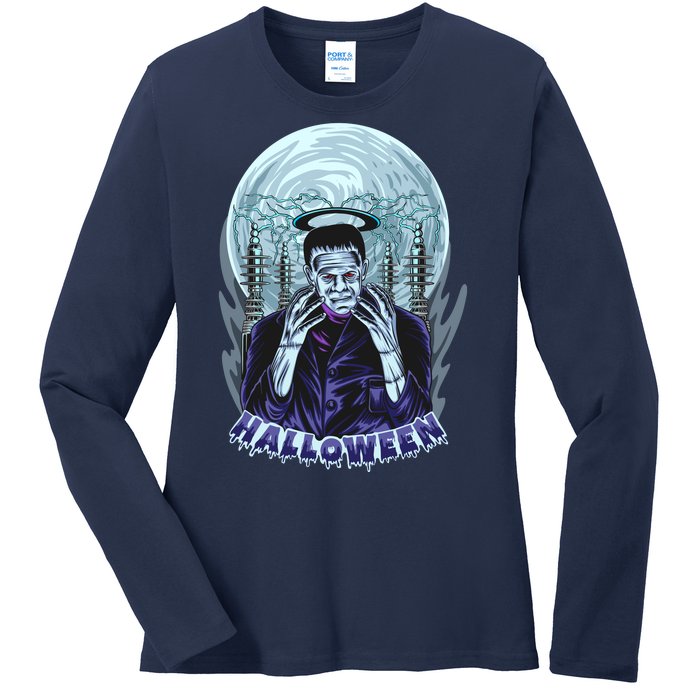 Halloween Frankenstein Ladies Long Sleeve Shirt