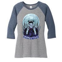 Halloween Frankenstein Women's Tri-Blend 3/4-Sleeve Raglan Shirt