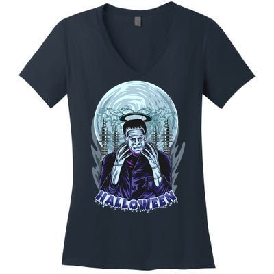 Halloween Frankenstein Women's V-Neck T-Shirt