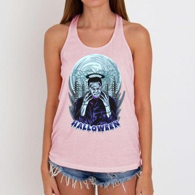 Halloween Frankenstein Women's Knotted Racerback Tank