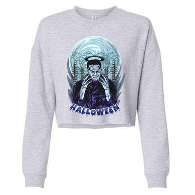 Halloween Frankenstein Cropped Pullover Crew