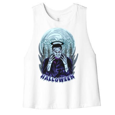 Halloween Frankenstein Women's Racerback Cropped Tank