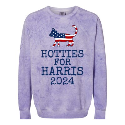 Hotties For Harris 2024 Cat Ladies Kamala Presidential Election 2024 Colorblast Crewneck Sweatshirt