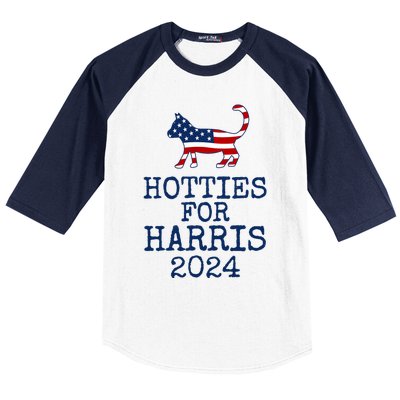 Hotties For Harris 2024 Cat Ladies Kamala Presidential Election 2024 Baseball Sleeve Shirt