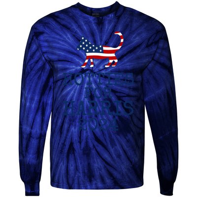 Hotties For Harris 2024 Cat Ladies Kamala Presidential Election 2024 Tie-Dye Long Sleeve Shirt