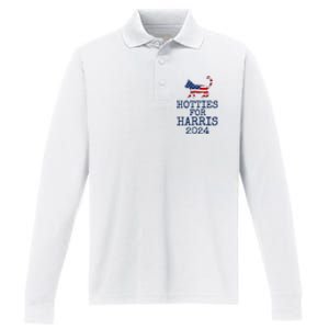 Hotties For Harris 2024 Cat Ladies Kamala Presidential Election 2024 Performance Long Sleeve Polo