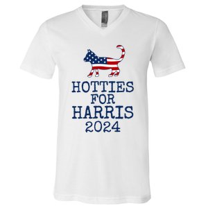 Hotties For Harris 2024 Cat Ladies Kamala Presidential Election 2024 V-Neck T-Shirt