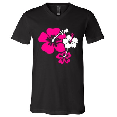 Hibiscus Flowers V-Neck T-Shirt