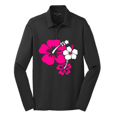 Hibiscus Flowers Silk Touch Performance Long Sleeve Polo