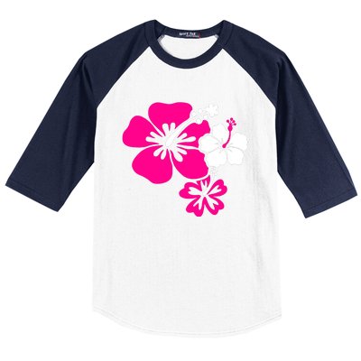 Hibiscus Flowers Baseball Sleeve Shirt