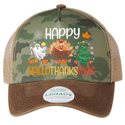 Hallothanksmas Funny Halloween Thanksgiving Christmas Legacy Tie Dye Trucker Hat