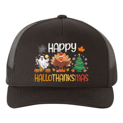 Hallothanksmas Funny Halloween Thanksgiving Christmas Yupoong Adult 5-Panel Trucker Hat