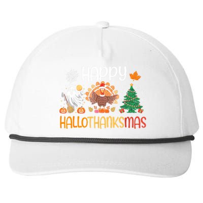 Hallothanksmas Funny Halloween Thanksgiving Christmas Snapback Five-Panel Rope Hat