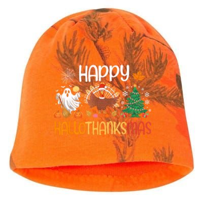 Hallothanksmas Funny Halloween Thanksgiving Christmas Kati - Camo Knit Beanie