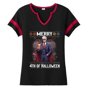 Halloween Funny Happy 4th Of July Anti Joe Biden Ladies Halftime Notch Neck Tee