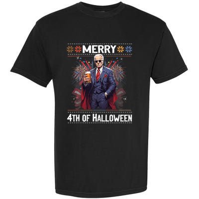 Halloween Funny Happy 4th Of July Anti Joe Biden Garment-Dyed Heavyweight T-Shirt