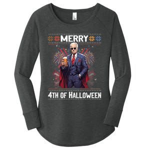 Halloween Funny Happy 4th Of July Anti Joe Biden Women's Perfect Tri Tunic Long Sleeve Shirt