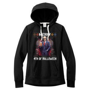 Halloween Funny Happy 4th Of July Anti Joe Biden Women's Fleece Hoodie