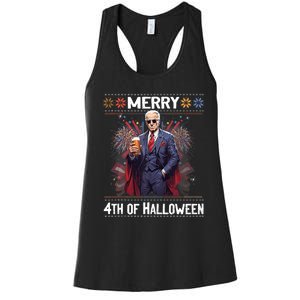 Halloween Funny Happy 4th Of July Anti Joe Biden Women's Racerback Tank