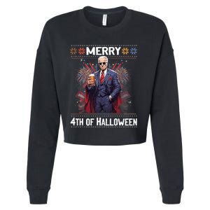 Halloween Funny Happy 4th Of July Anti Joe Biden Cropped Pullover Crew