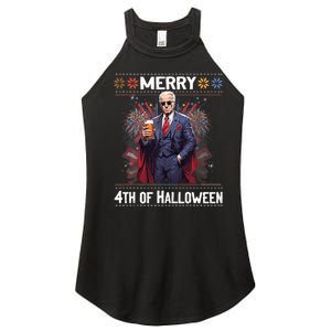 Halloween Funny Happy 4th Of July Anti Joe Biden Women's Perfect Tri Rocker Tank