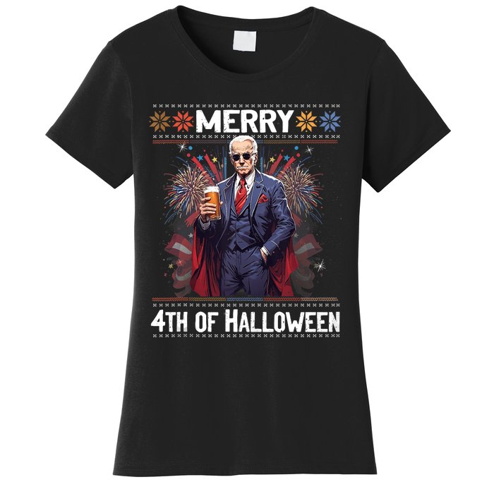 Halloween Funny Happy 4th Of July Anti Joe Biden Women's T-Shirt