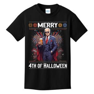 Halloween Funny Happy 4th Of July Anti Joe Biden Kids T-Shirt