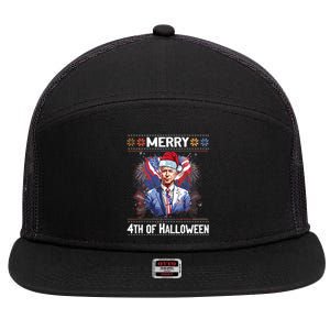 Halloween Funny Happy 4th Of July Anti Joe Biden 7 Panel Mesh Trucker Snapback Hat