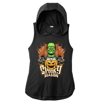 Halloween Frankenstein Ladies PosiCharge Tri-Blend Wicking Draft Hoodie Tank